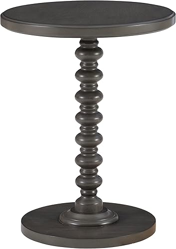 Powell Mesa de acento lateral de pedestal de eje torneado redondo Tarkin gris oscuro
