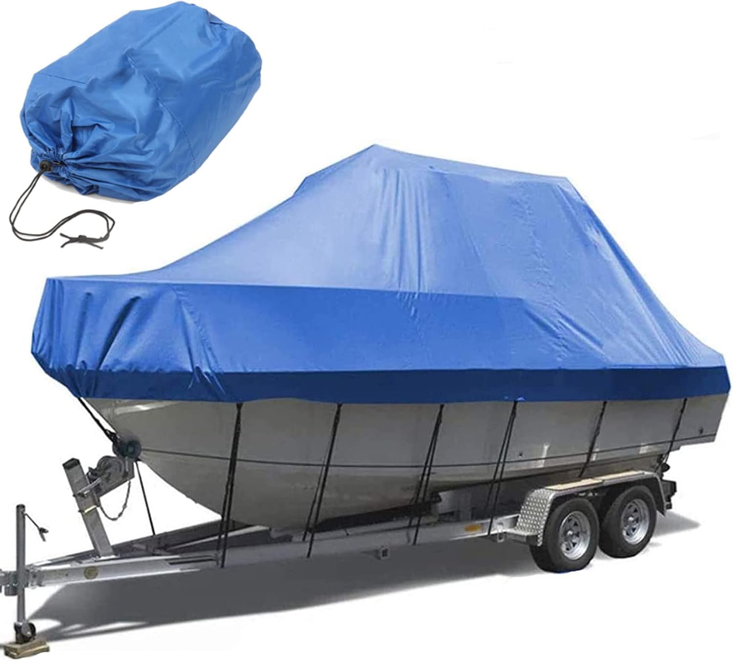 Housse de bateau remorquable bleu en tissu Oxford 210D pour toit rigide