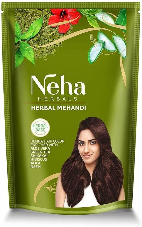 Neha Herbal Mehndi 100% Pure & Natural Henna Mehandi Powder Enriched with Aloe Vera, Hibiscus and Green Tea (1 kg / 2.2 lbs)
