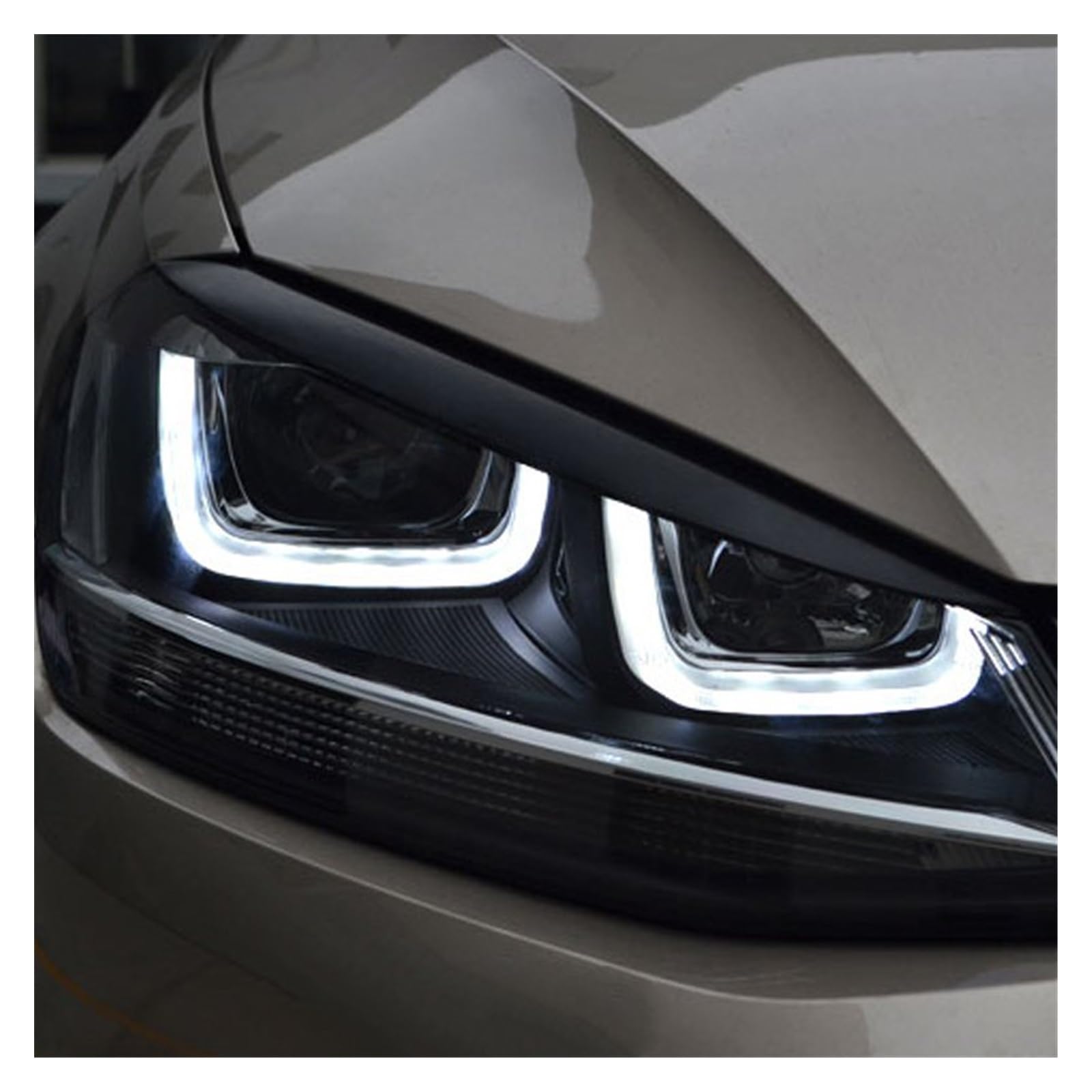 EVGATSAUTO Sourcils Phares Avant Noir – Paire Cache Paupières Compatible Golf 7 GTI 2013-2018