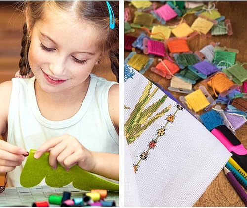 Miniatura 7 de Caja organizadora de hilo de bordar, herramientas con 100 bobinas de hilo de plástico, 1 bobinadora de bobina, 1 extraíble de 24 compartimentos,
