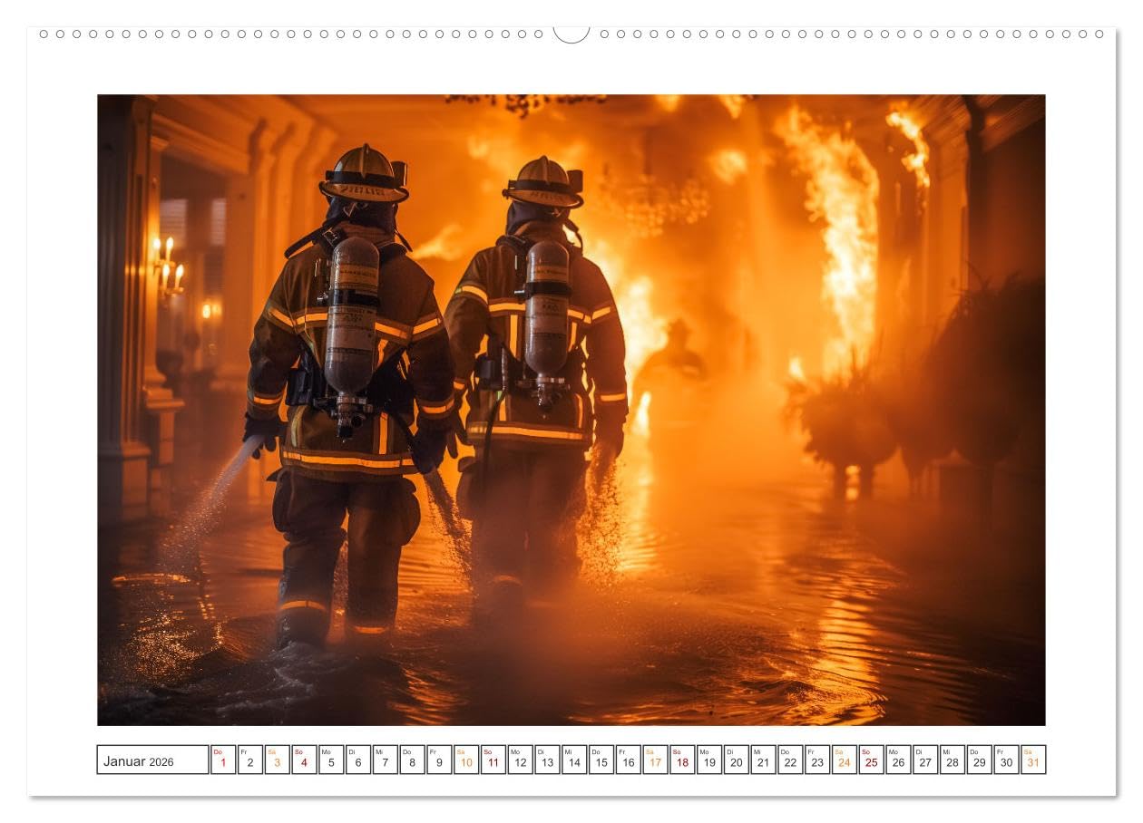 Helden im Einsatz - Männer und Frauen im Feuerwehrdienst (hochwertiger Premium Wandkalender 2026 DIN A2 quer), Kunstdruck in Hochglanz: Die Arbeit der ... zu unterstützen. (CALVENDO Menschen)