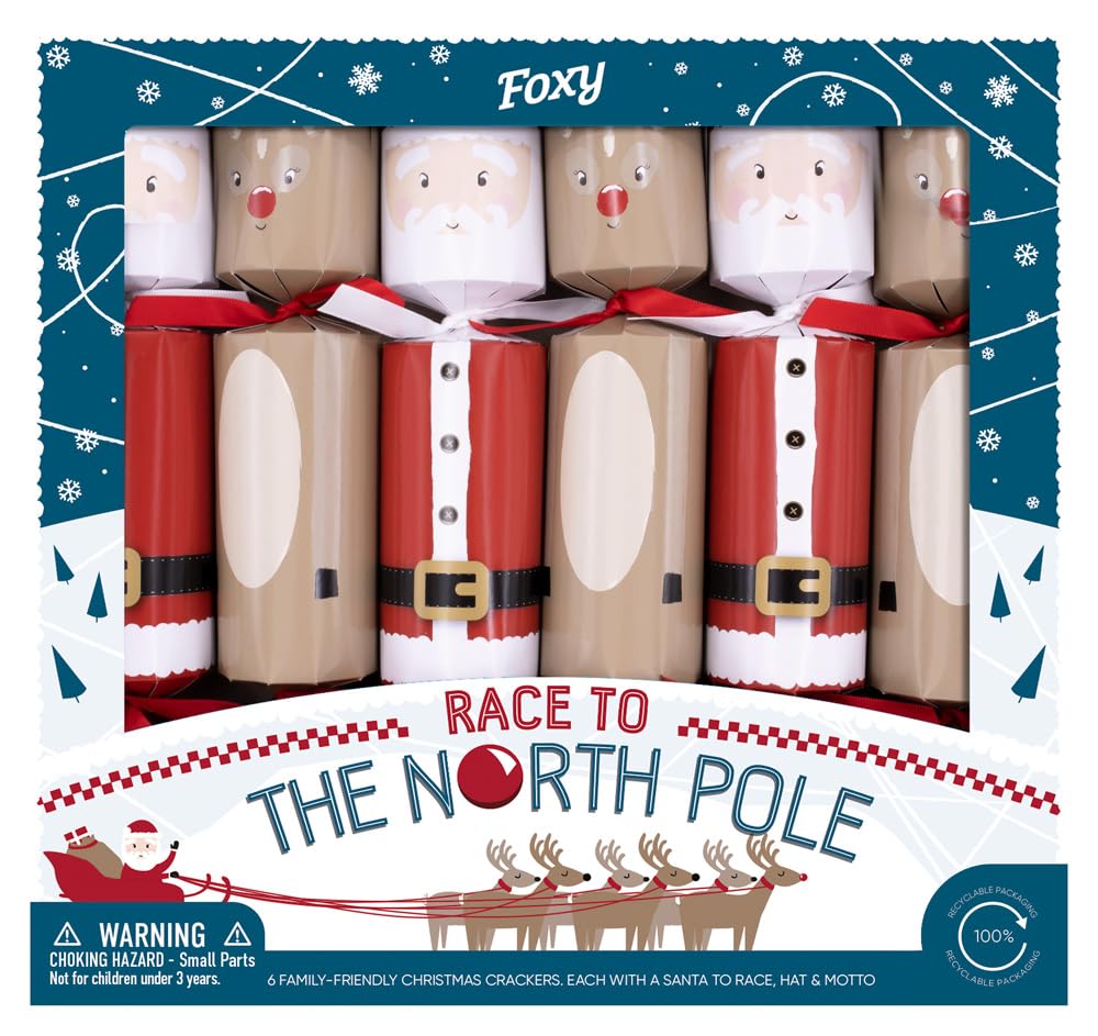 Celebration Crackers Foxy Eco Friendly Christmas FSC Mix Race To The North Pole Game Tray of 6 x 12 Inch