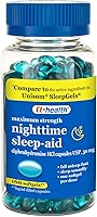 Vista 1 de A+Health Nighttime Sleep Aid - Cápsulas blandas de difenhidramina de 50 mg, máxima fuerza, 160