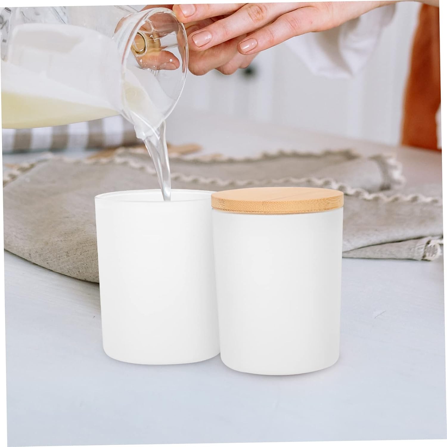 4 Sets Scented Candle Cups Elegant Glass Jars for Candle Making and DIY Cosmetics Versatile Containers for Balms Salts and Crafts Premium Quality with Lids