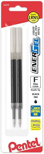 Miniatura 4 de Pentel LRN5BP2A - Tinta de repuesto para bolígrafo de gel EnerGel y Lancelot, punta de aguja de 0.020 in, fina, tinta negra, 2 unidades por 1 paquete