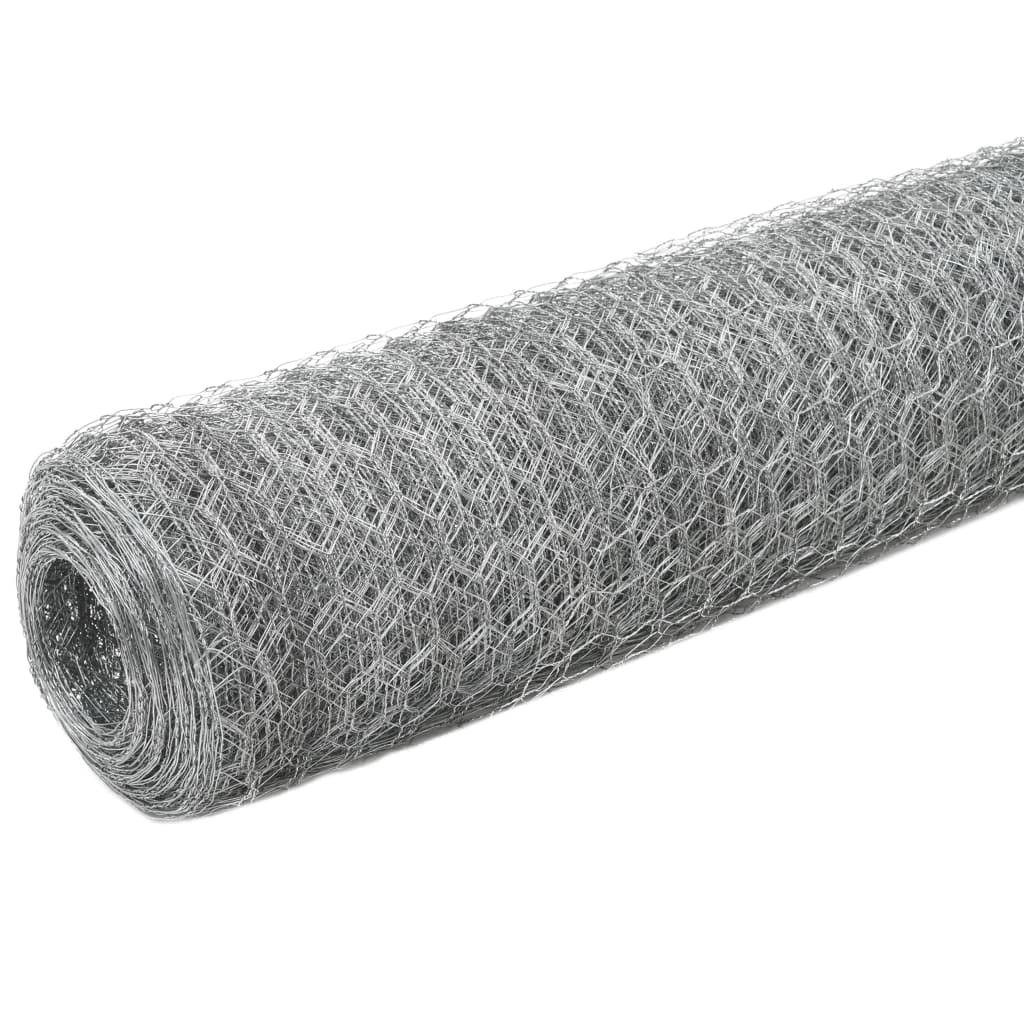 Valla protectora Gallinero malla para aves de corral acero galvanizado 25x1,5 m plateado, barrera delimitación de jardín para gallinas aves de corral de cría al aire libre LH4A