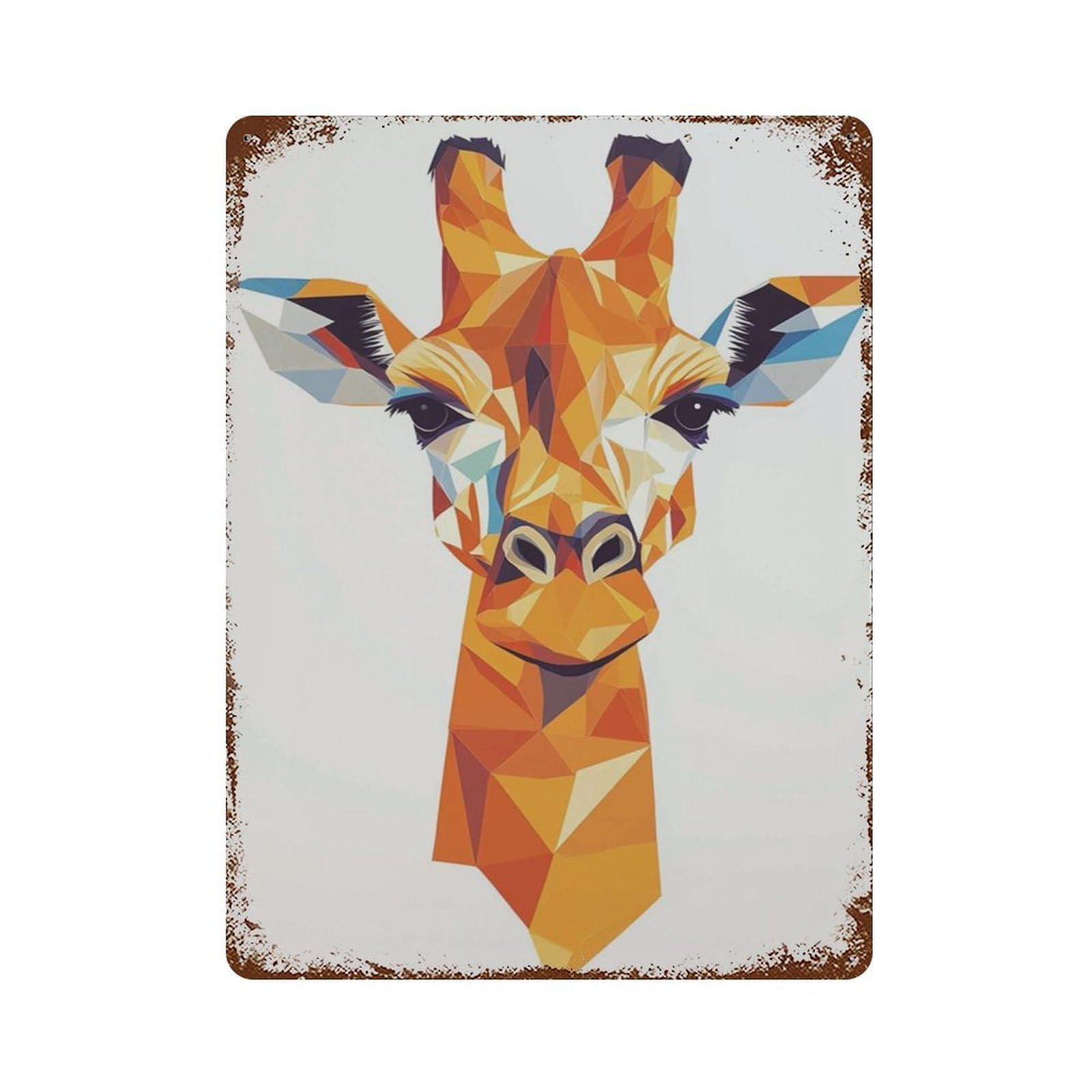 xiaoxiaoshen Geometric Giraffe Modern Animal Colorful Polygon Wildlife Wall Decor Art Metal Tin Poster Modern Home Decor Art Home Bar Shop Decorations Vintage Sign 40x30cm