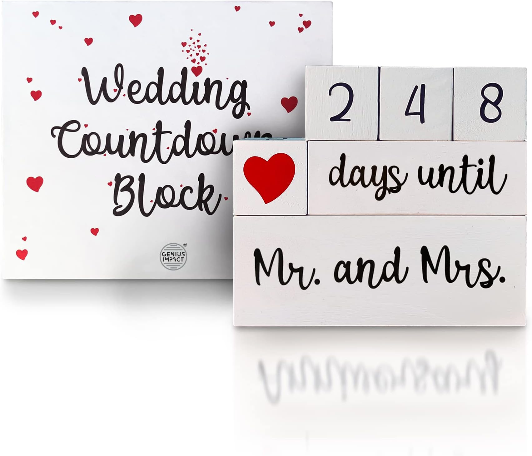 The Urban Craft Wedding Countdown Block Engagement Gift for Couples - Bride to Be Gifts for Her - Engagement Party Gifts for Future Mrs - Just Engaged Present - Days Until Wedding Countdown