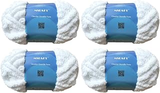 4 Skeins Chunky Chenille Yarn Blanket Yarn Fluffy Yarn (Bleach) | chunky yarn for hand knitting