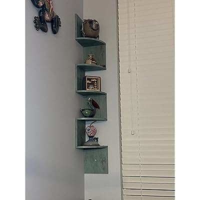 Greenco Mensole Angolari Sospese 5 Ripiani - Finitura Naturale, MDF Laminato, Dimensioni 123x19,7x19,7 Cm, Per Casa E Ufficio