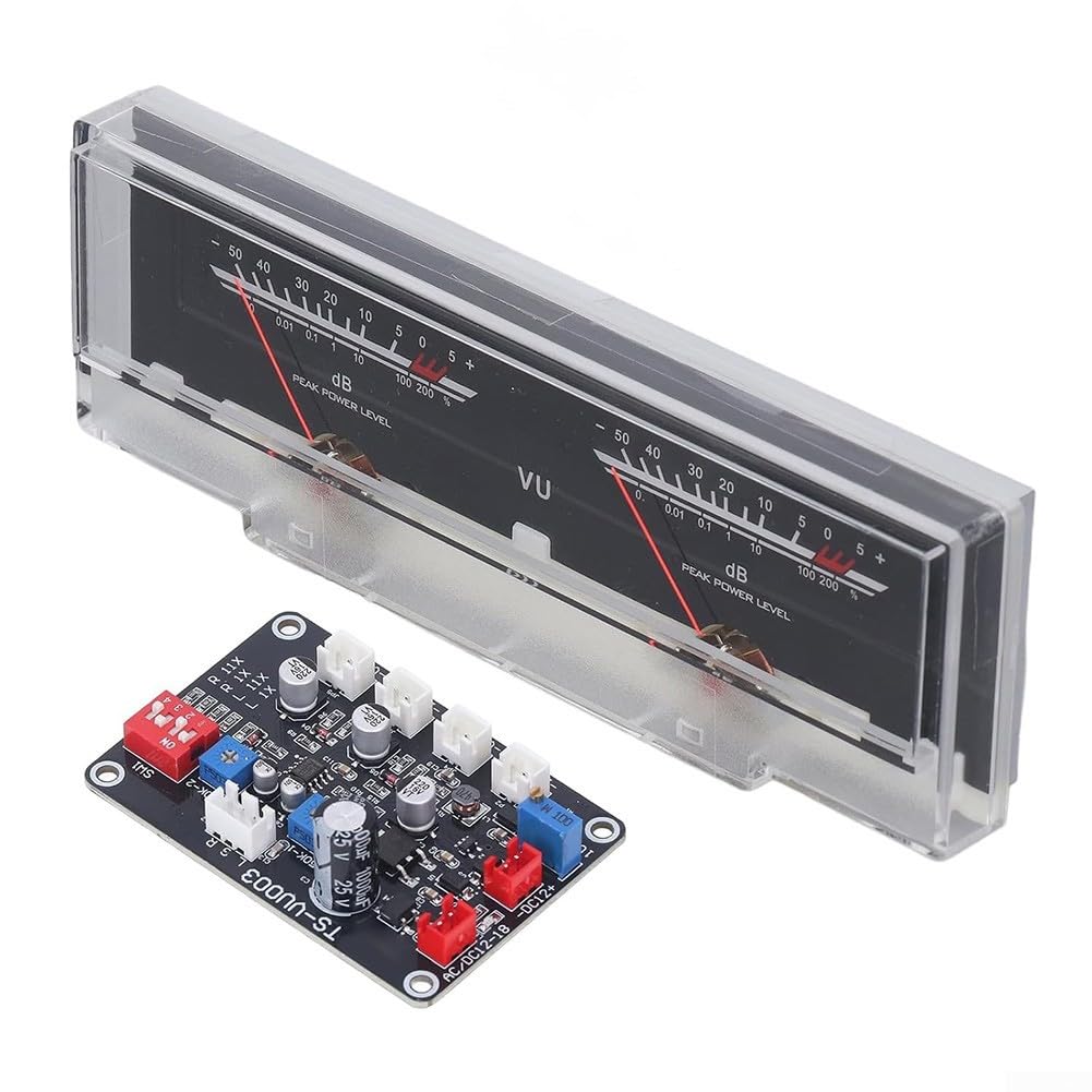 Medidor de volumen con kit de placa de conductor, medidor de base de datos de ajuste de potencia con indicador de nivel de audio, control de oscilación de aguja de brillo ajustable para estudio de