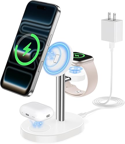 Miniatura 21 de 2025 Estación de Carga Inalámbrica 3 en 1 para Cargador Apple MagSafe, Soporte de Cargador Magnético Rápido Mag-Safe de 15W para iPhone 17 16 15 14