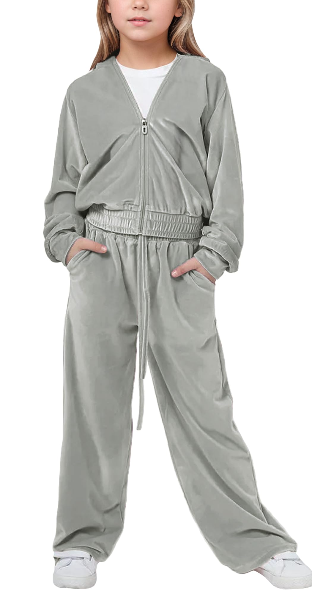 SEAUR Jogging Outfit Mädchen Sweatsuit Set Velour Langarm Zweiteiler