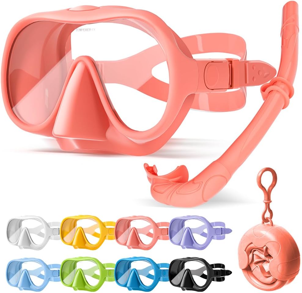 NARUTOO Snorkel Set Adults, Fashionable Macaron Colors Frameless Snorkeling Mask, Ultra Wide View Anti-Fog Snorkel Mask Set, Portable Professional Diving Snorkeling Set