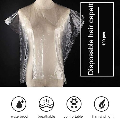 Miniatura 3 de 100 capas desechables de corte de pelo, capa de peluquería de salón, delantal transparente, capas de champú impermeables para estilistas de