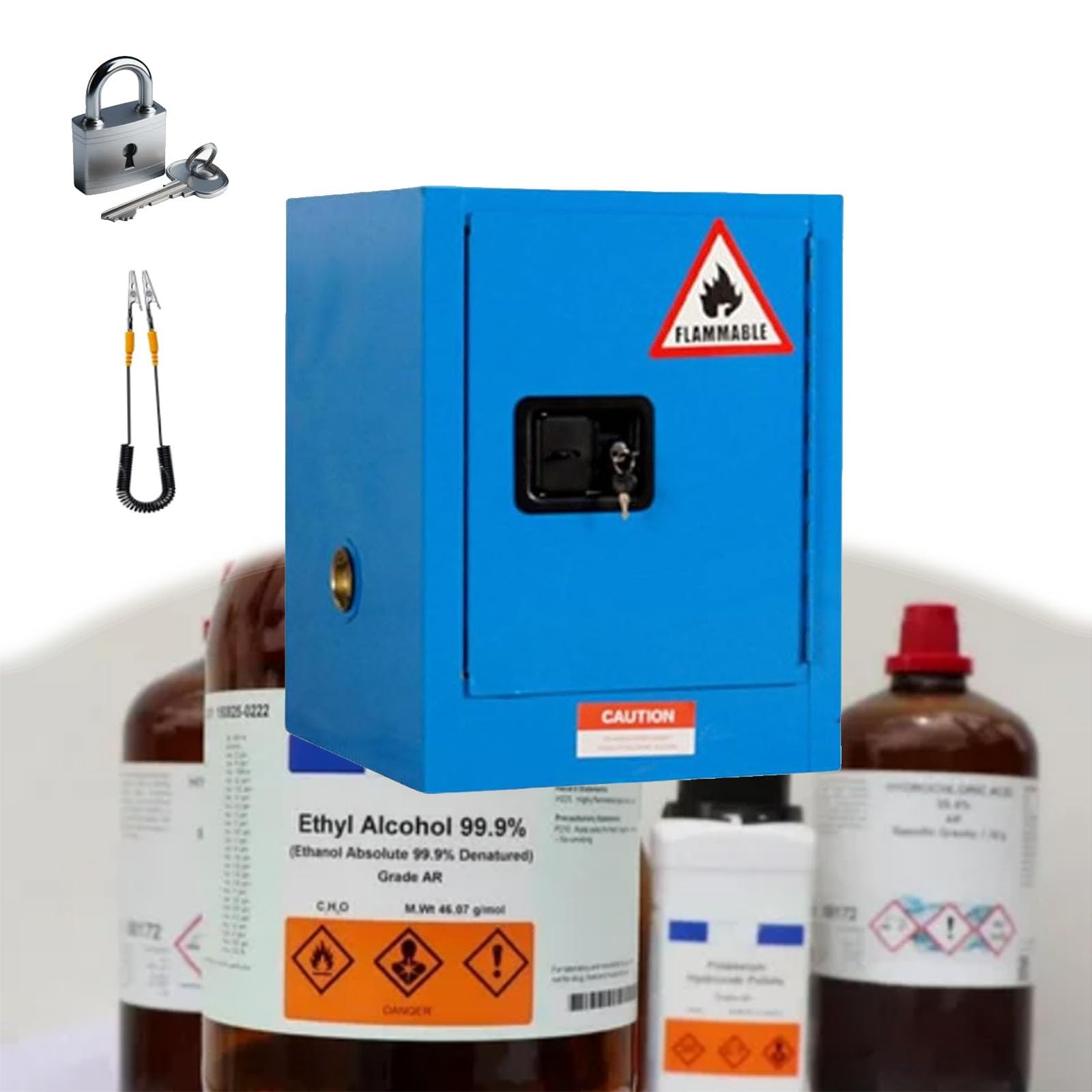 Armoires de sécurité ignifugées, réservoirs de stockage de liquides inflammables, qualité industrielle/laboratoire, pour le stockage de liquides inflammables à usage industriel et domestique. (Bleu,
