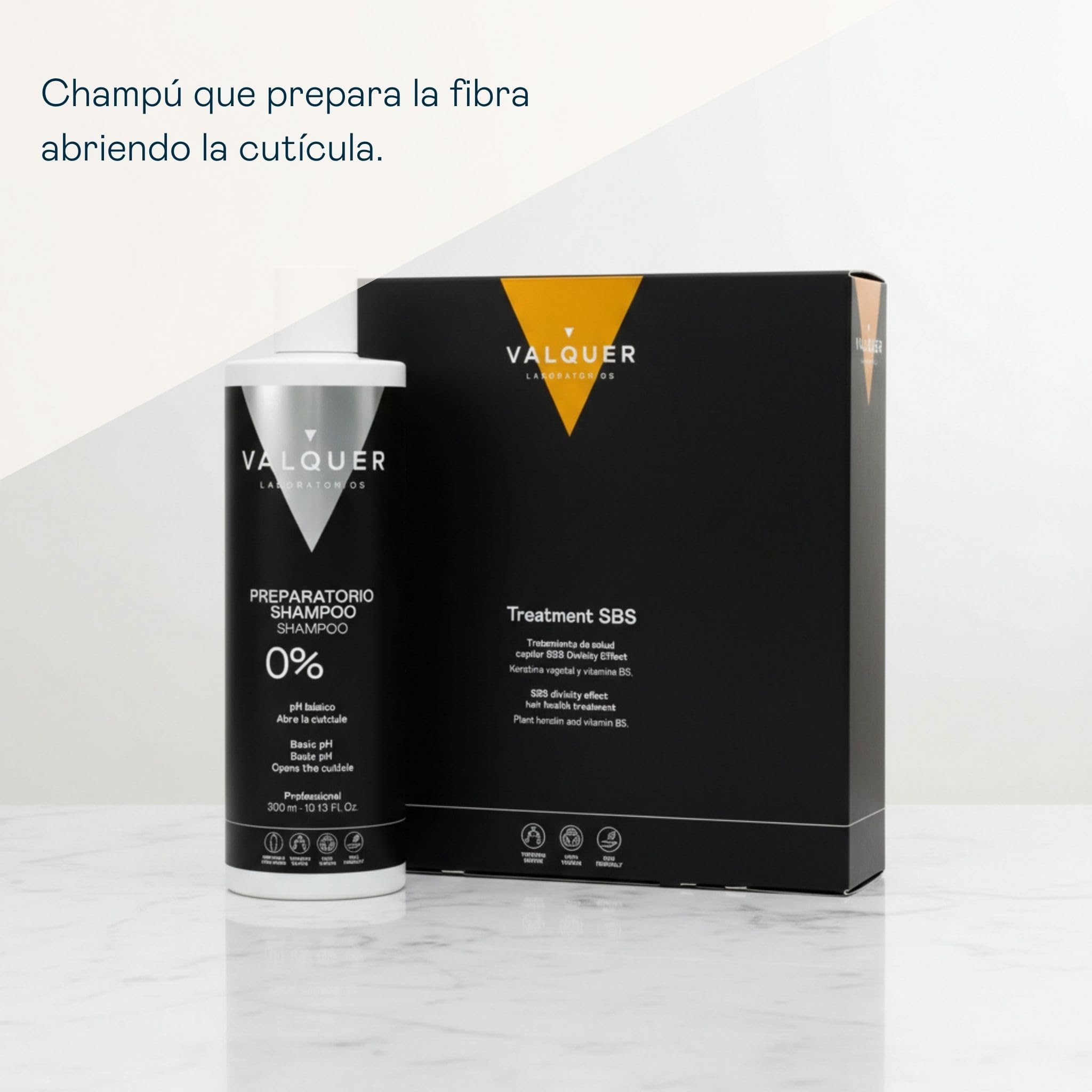 Valquer Pack Tratamiento de Salud Capilar SBS y Champú Preparador 300 ml. Hidrata, Repara y Regenera el Cabello Dañado y Seco con Keratina Vegetal, Germen de Trigo y Vitamina B5. Vegano.