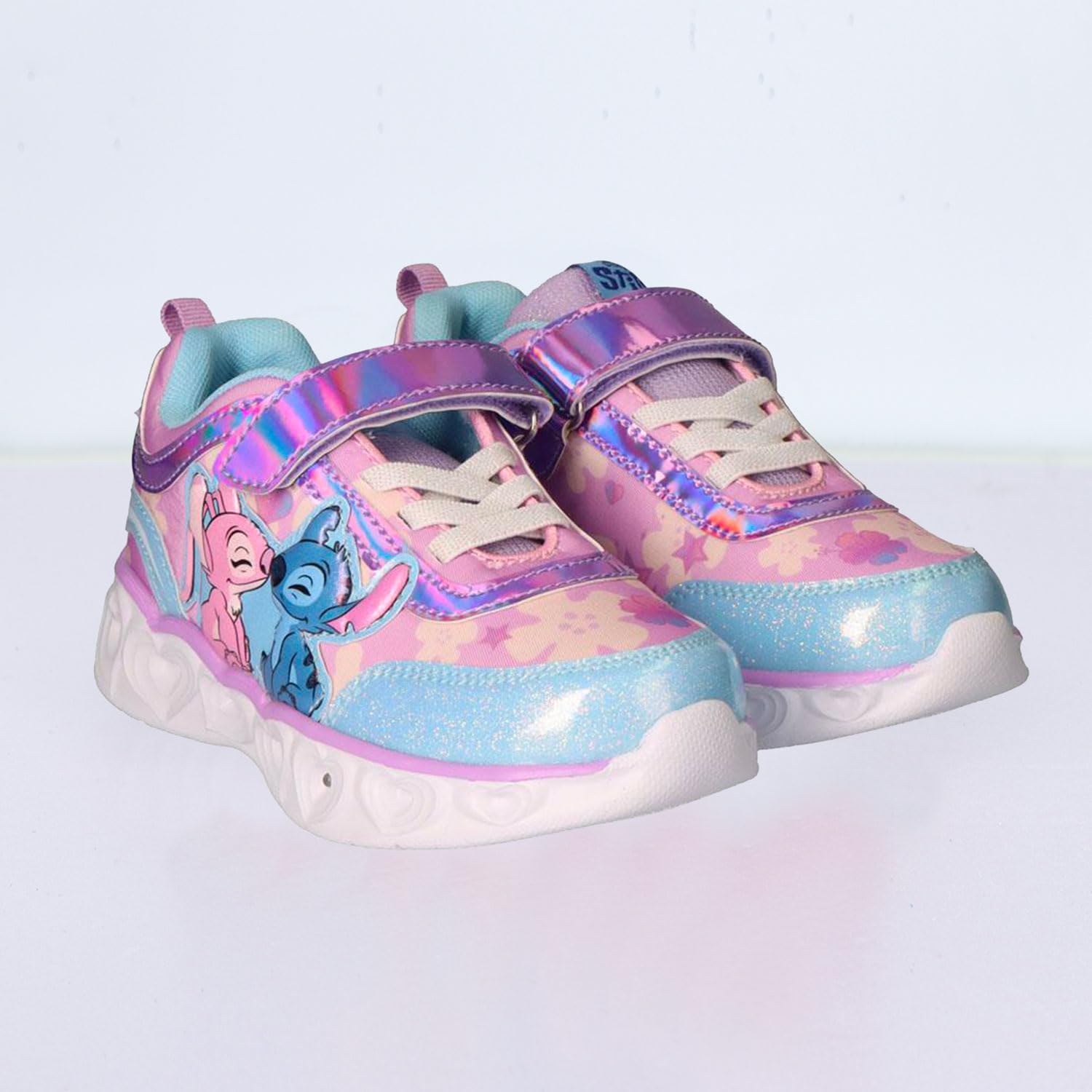 Disney Stitch - Sneakers Bambina – Scarpe Alte e Basse in Tela o Poliestere con o Senza Luci LED, Chiusura Lacci Zip o Strappo, Taglie 25–35