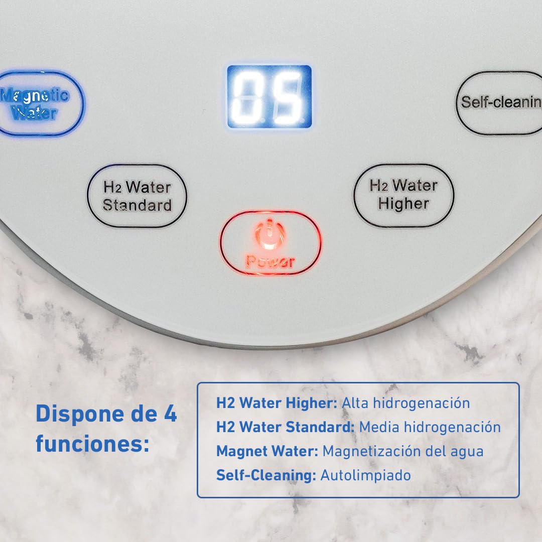 Ozono Hogar - Jarra Generadora de Hidrógeno - Hidrogena y Magnetiza el Agua - 1600 ml - Portátil, Ligera y Autolimpiable - Agua Hidrogenada Fuente de Antioxidantes
