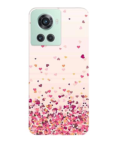 Bhaicover? Compatible for OnePlus 10R / 1+10R Beautiful Pink Hearts Small Mobile Phone Back Cover Case Stylish Designer 3D Printed Hard Plastic Latest Accessory for Girls & Boys