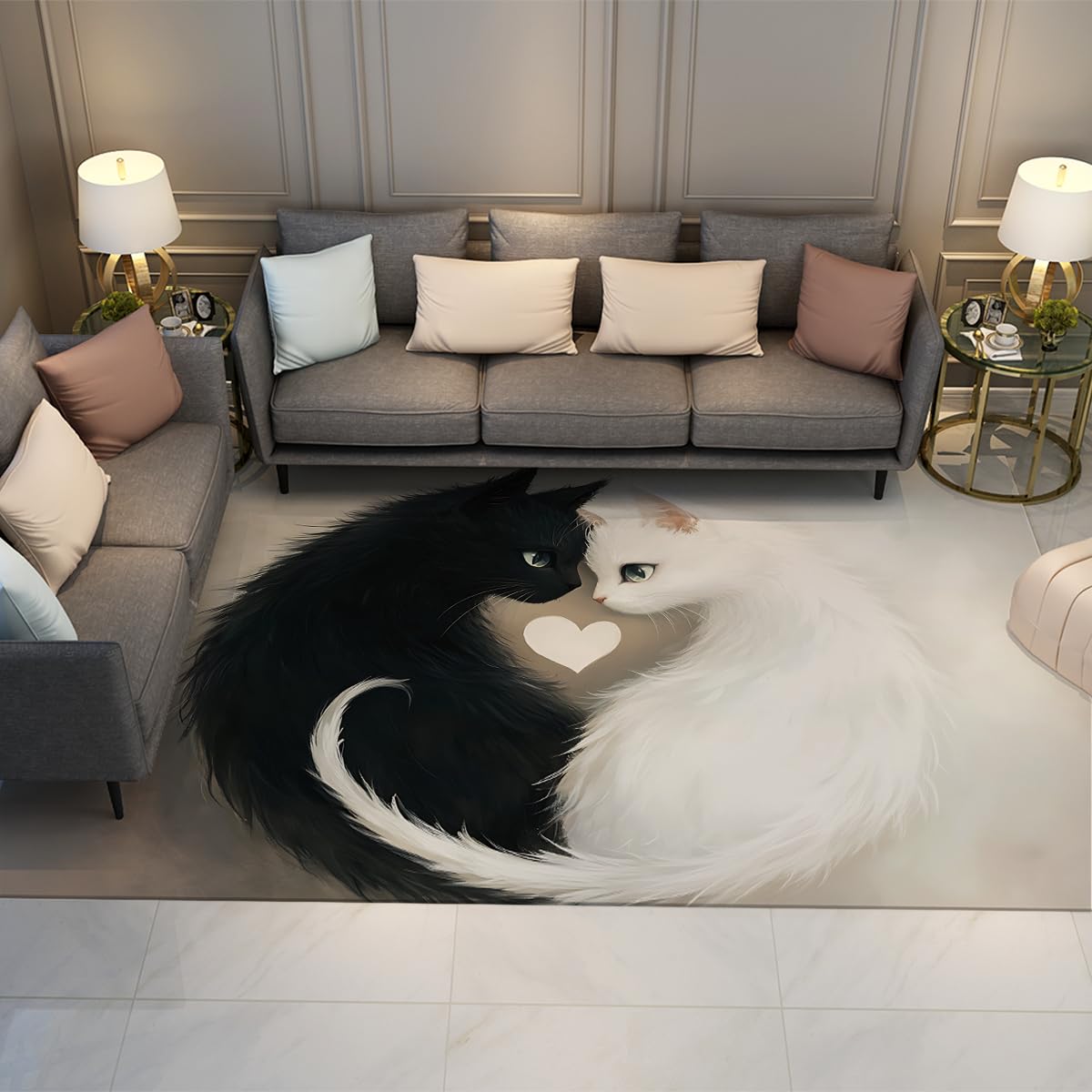 Tapis de chambre animaux 180x240cm carpette salon antidérapante et lavable au poil bas