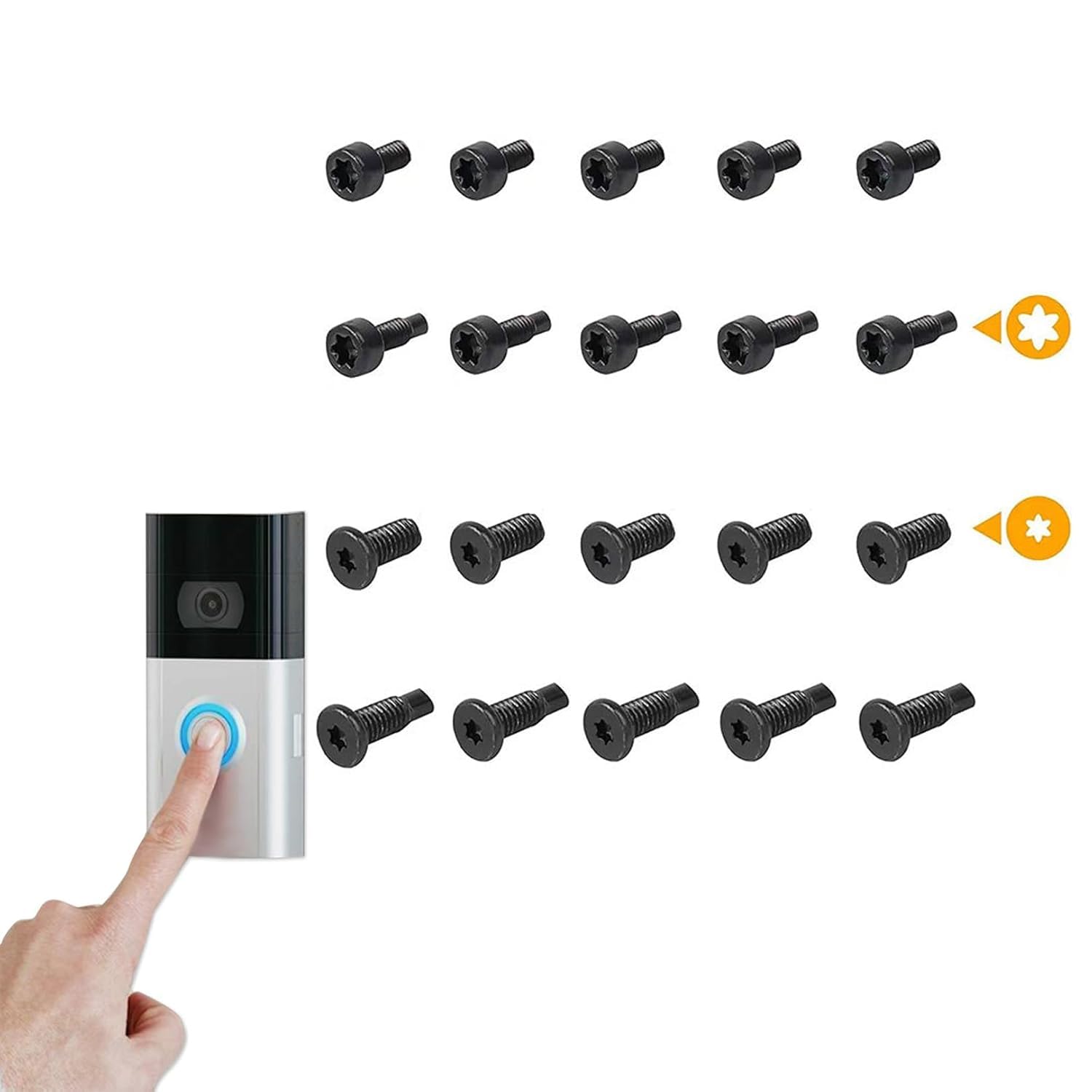 Spare Screws Replacement Kit for Ring Doorbell 2nd Generation,20 PCS | Twenty-piece backup metallic fasteners; robust anti-rust hardware; video intercom maintenance for smart entry chimes-image-47