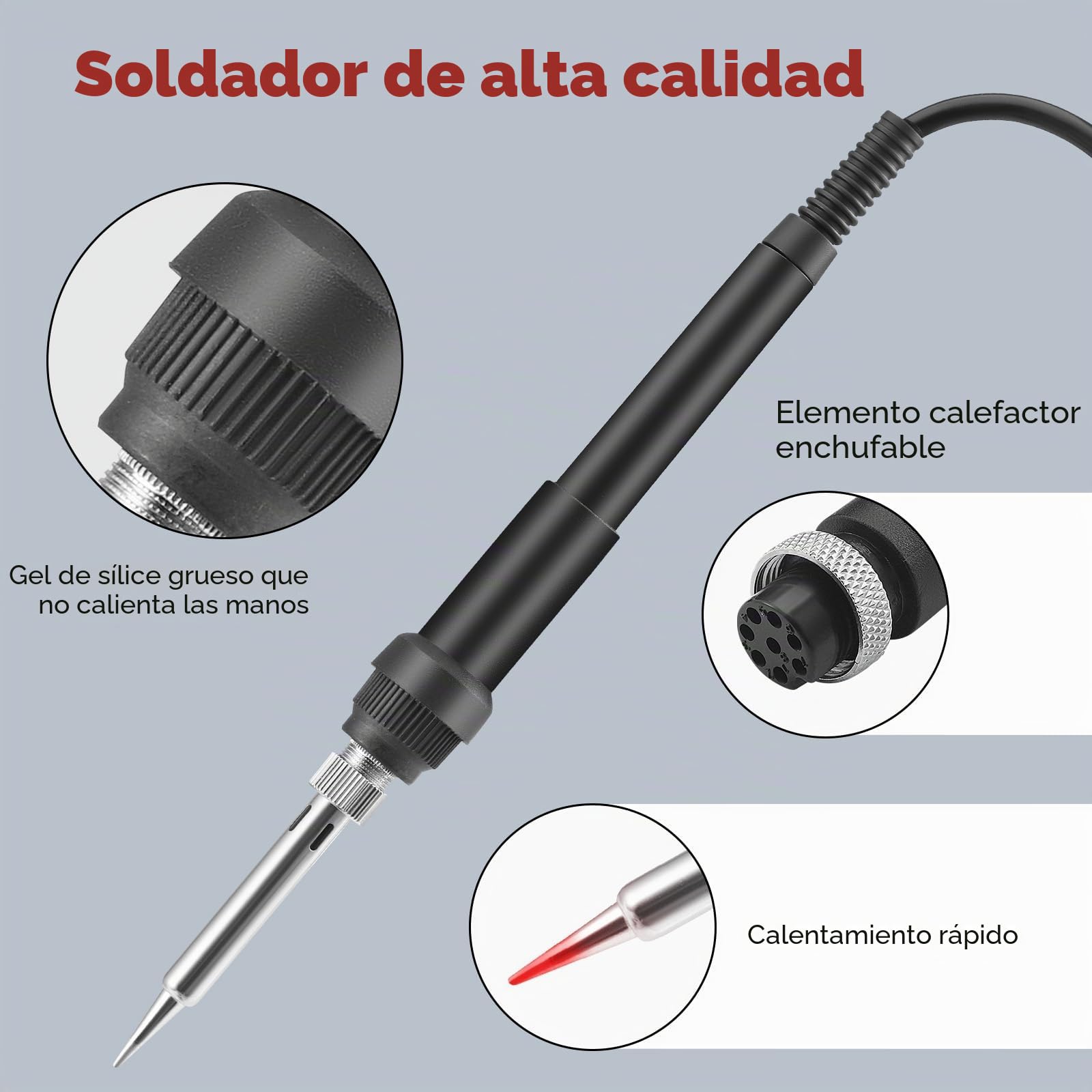 Towwoo Estación de Soldadura 2 en 1 con Aire Caliente, Conversión °C/ºF, Pantalla LED, Temperatura Ajustable 200-500℃, Soldador de Estaño para Reparación