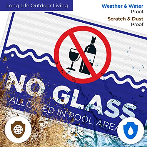 Cartel No Glass Allowed en Área de Piscina 12x18 Pulgadas miniatura 5