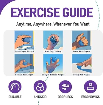3 Pack Stress Balls for Adults, Squeeze Balls for Hand Therapy | 3 Resistance Level Stress Ball, Squishy Ball, Hand Strengthening Devices, Therapy Ball for Hand Therapy, Exercise and Relax