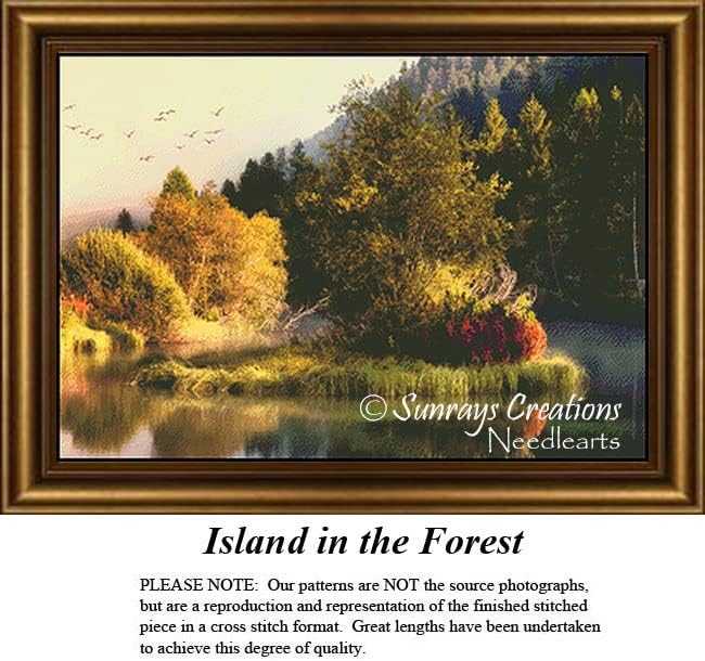 Landscape Cross Stitch Pattern | Island in the Forest (Pattern Only, You Provide The Floss and Fabric)