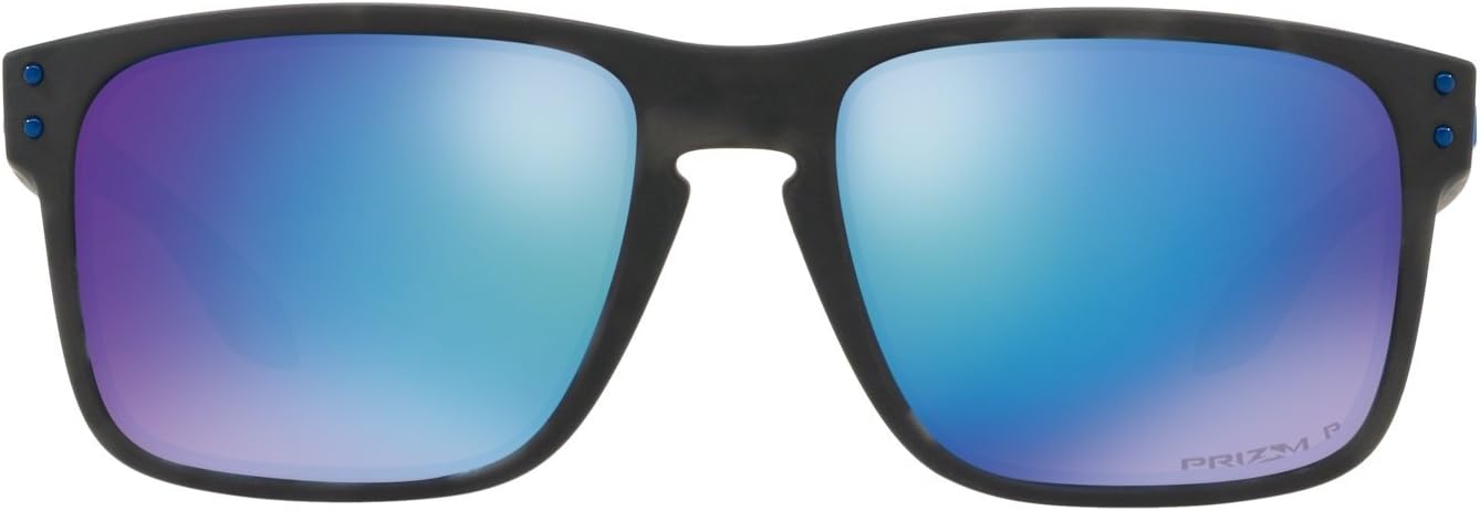 Oakley Men's Oo9244 Holbrook Low Bridge Fit Rectangular Sunglasses Matte Black Tortoise/Prizm Sapphire Iridium Polarized 56 Millimeters