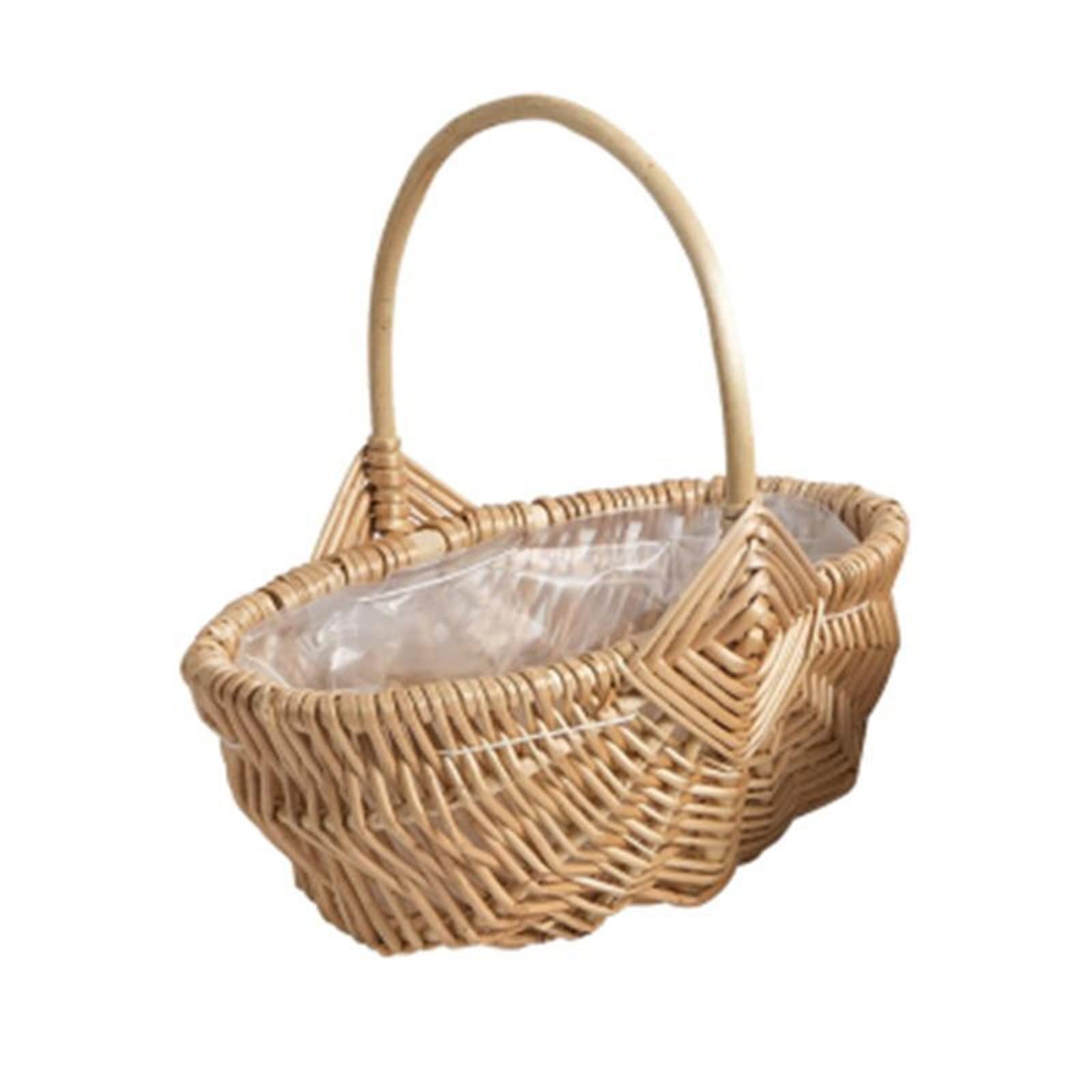 Cesta de Picnic Tejer a Mano Cesta de Madera Fruta Pan Cesta de Verduras Cesta de Huevos de Pascua Cesta de Regalo de Flores y Frutas de Mimbre
