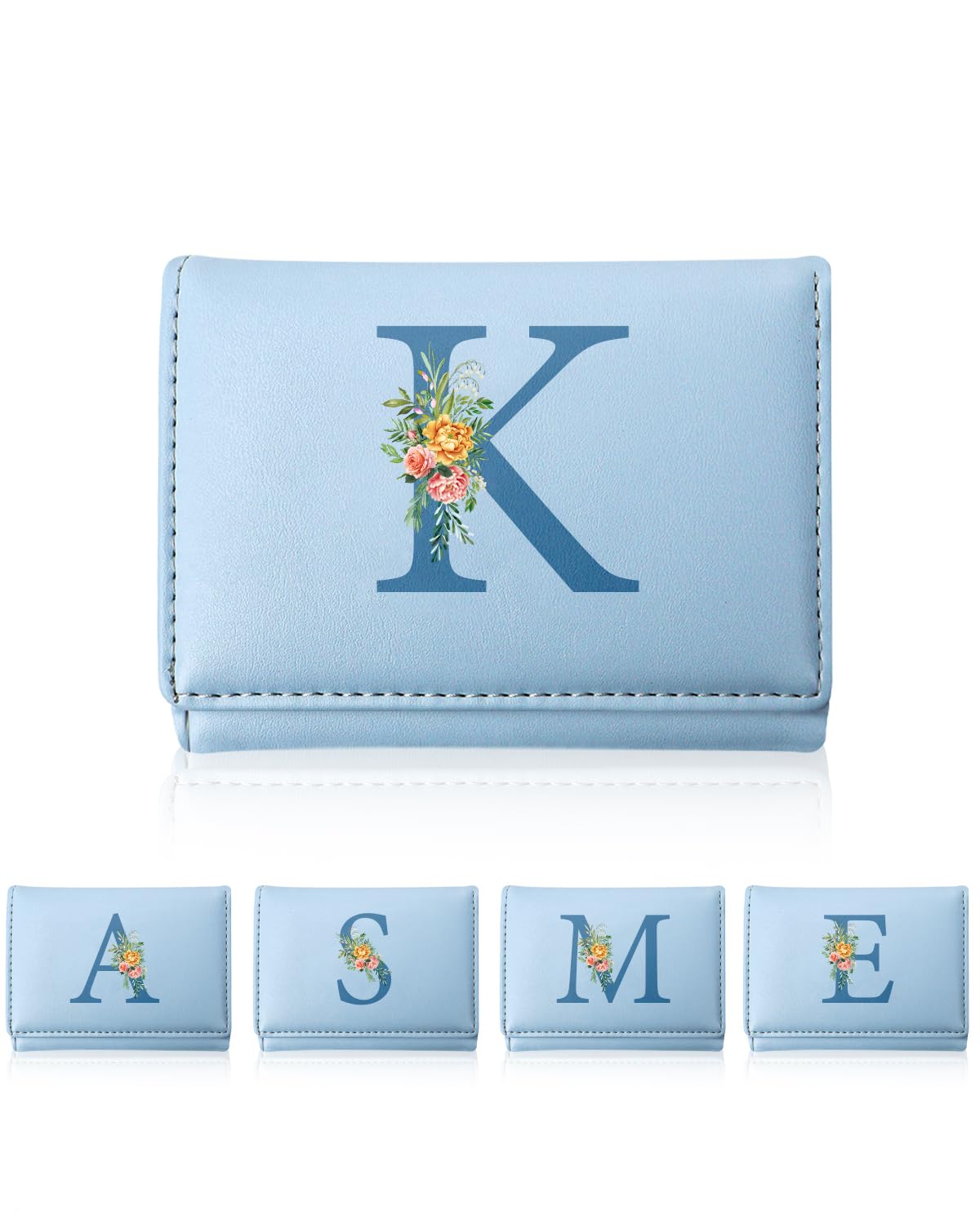 Girls Wallet, Tri-folded Initial Girls Wallets for Kids 8 - 10 Cute Pocket Wallets with 7 Card Slots & Heart ID Window, Gifts for Teenager Women