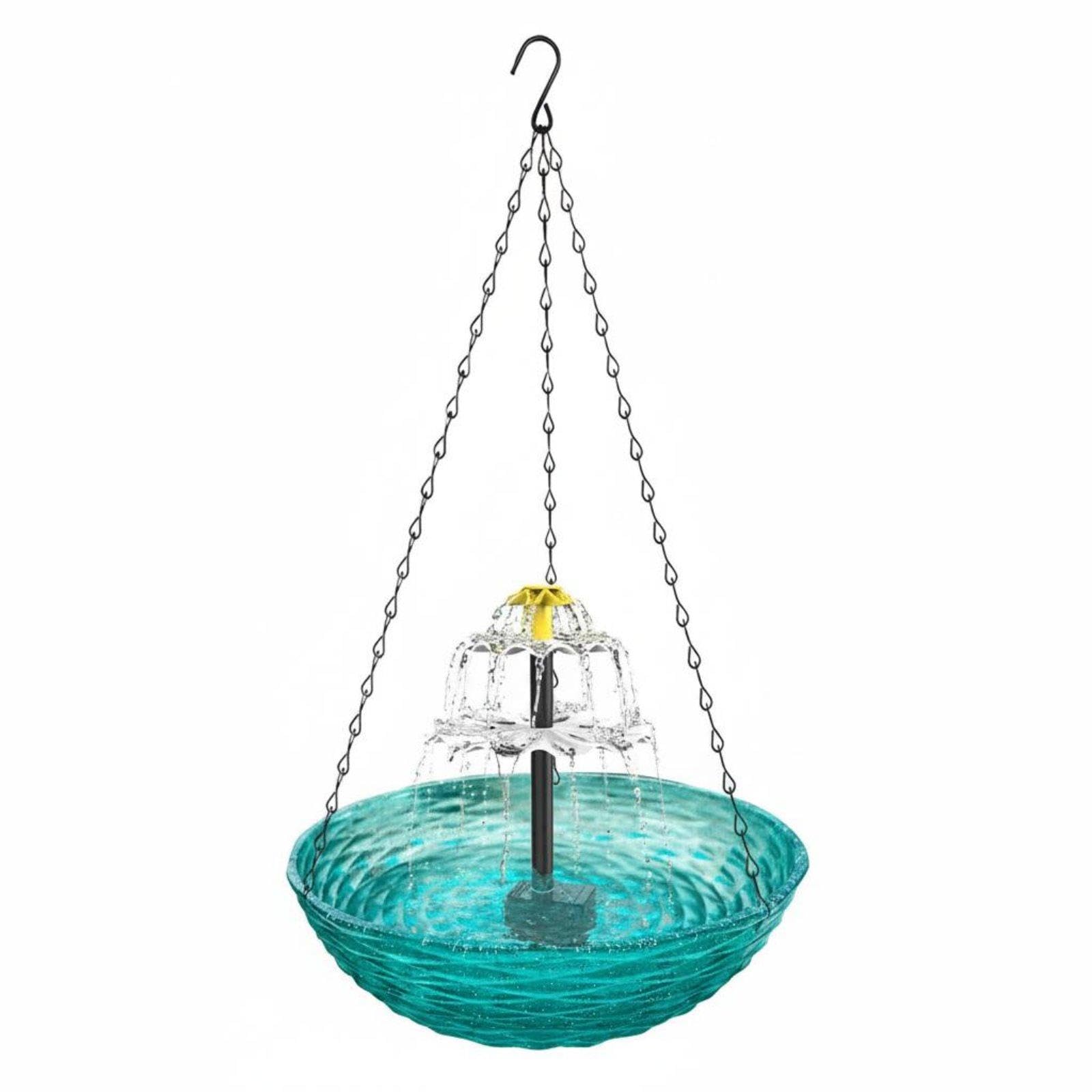 Solar Hanging Bird Bath No Wiring Solar Bird Bath Water Feature Outdoor Decorative Tiered Tiered Water Feature Blue-image-49