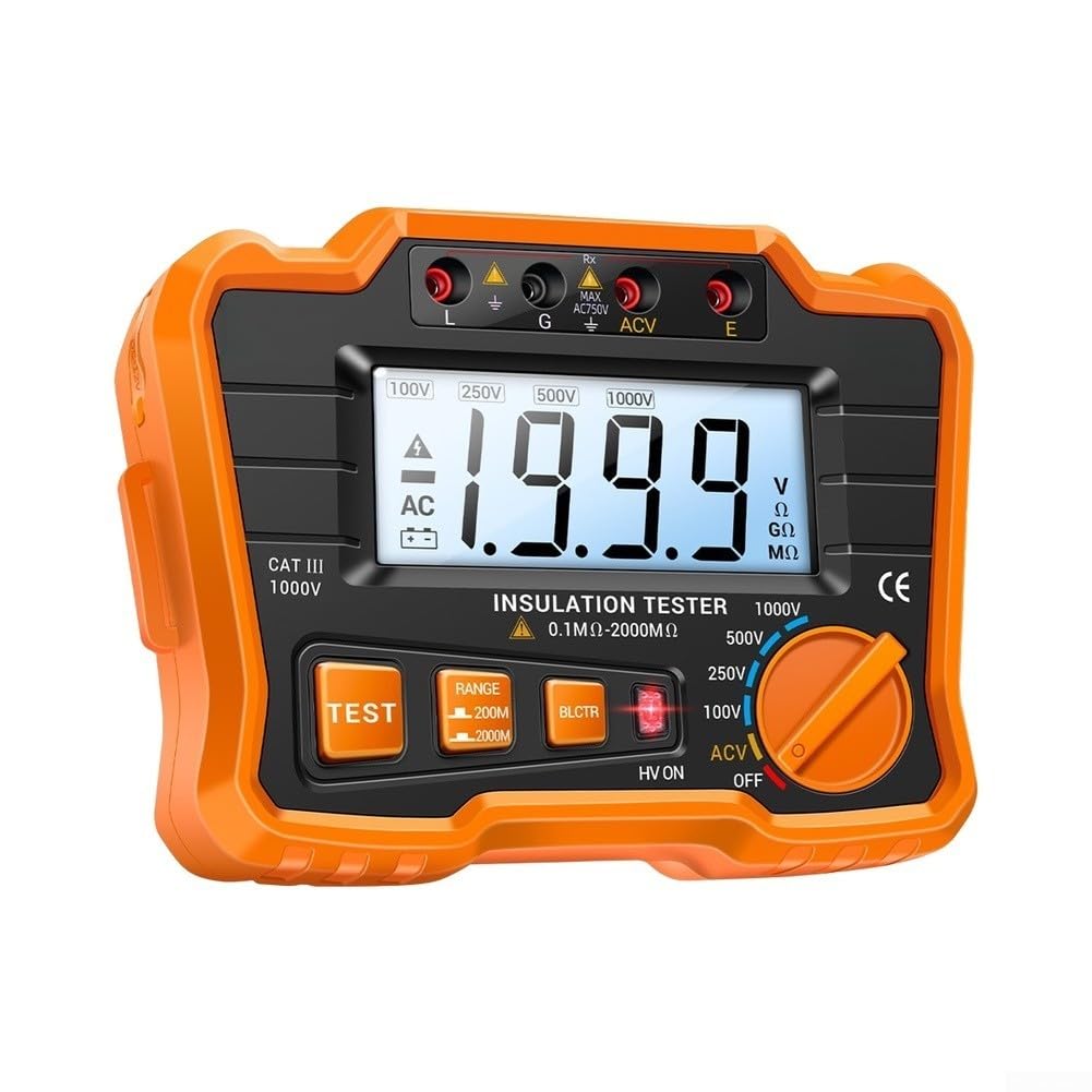MH10 Isolationsmesser 0.1-2000MΩ LCD Hintergrundbeleuchtung(Orange)