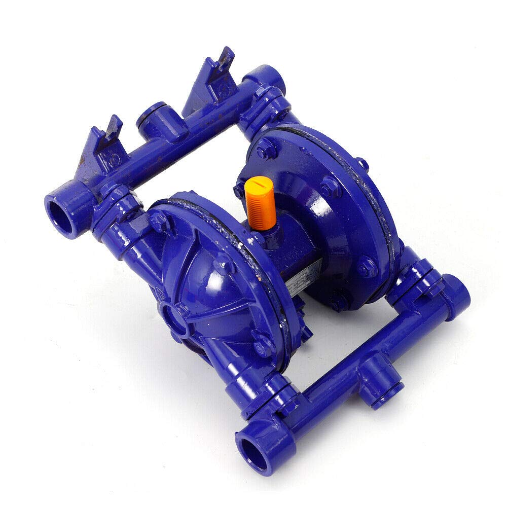 Air-Operated Double Diaphragm Pump, QBK-15 Heavy Duty Alloy Pneumatic Membrane Pump, 12GPM 115PSI 1/2" Inlet & Outlet, Blue Cast Iron for Low Viscosity Petroleum Fluids Diesel Kerosene Industrial Use