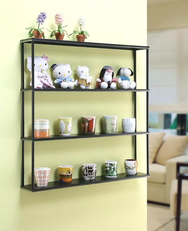Mango Steam Wall-Mounted Steel Floating Shelving Unit for Kitchen, Storage or Display Use -36 H x 36 W x 6 D Inches- Black - by Mango Steam - Image 3