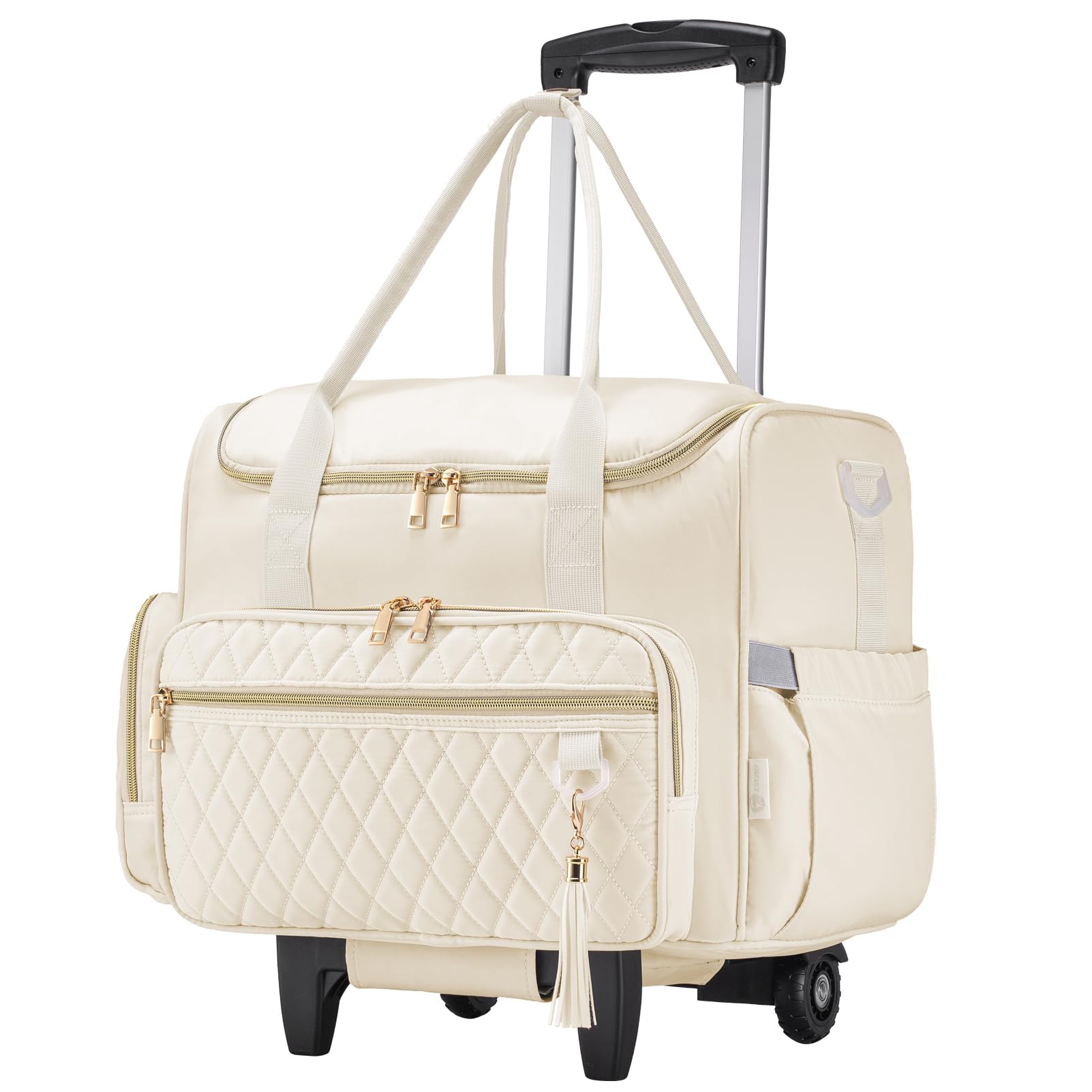 KSIBNW Rolling Laptop Bag for Women, Wheeled Teacher Tote Bag with Accordion Folder Waterproof Briefcases with 17 Inch Laptop Compartment and