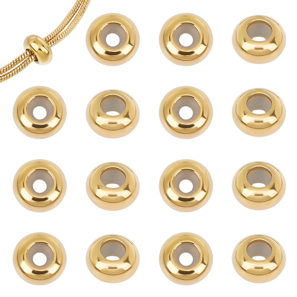 Perles d'espacement rondes 8mm en acier inoxydable doré pour bloquer et stabiliser vos charms