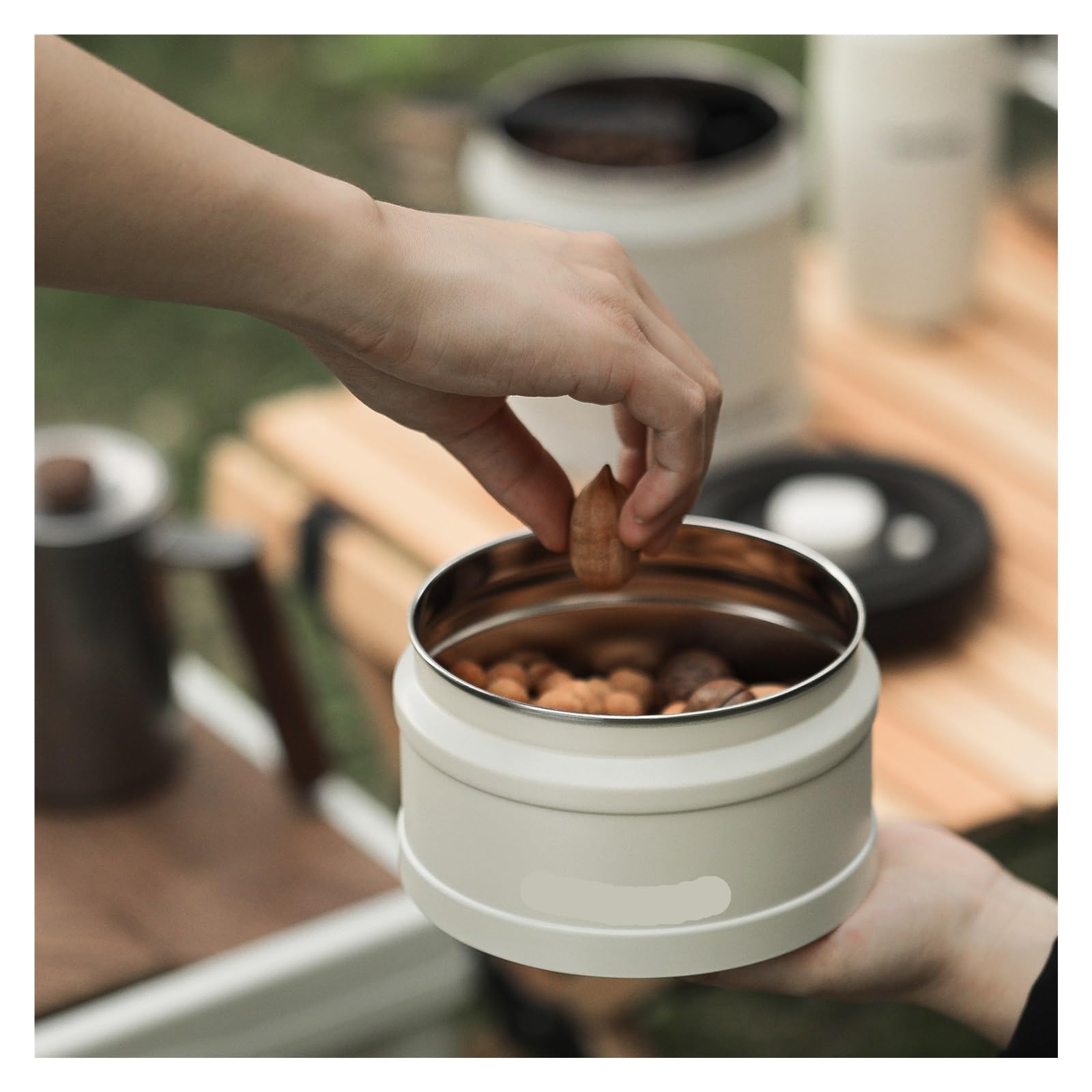 Manueller Vakuum-Kaffee-Vorratsbehälter, luftdichter Behälter aus Edelstahl, Kaffeebohnenglas, Barista-Zubehör for Zuhause für Kaffeebohnen, Zucker