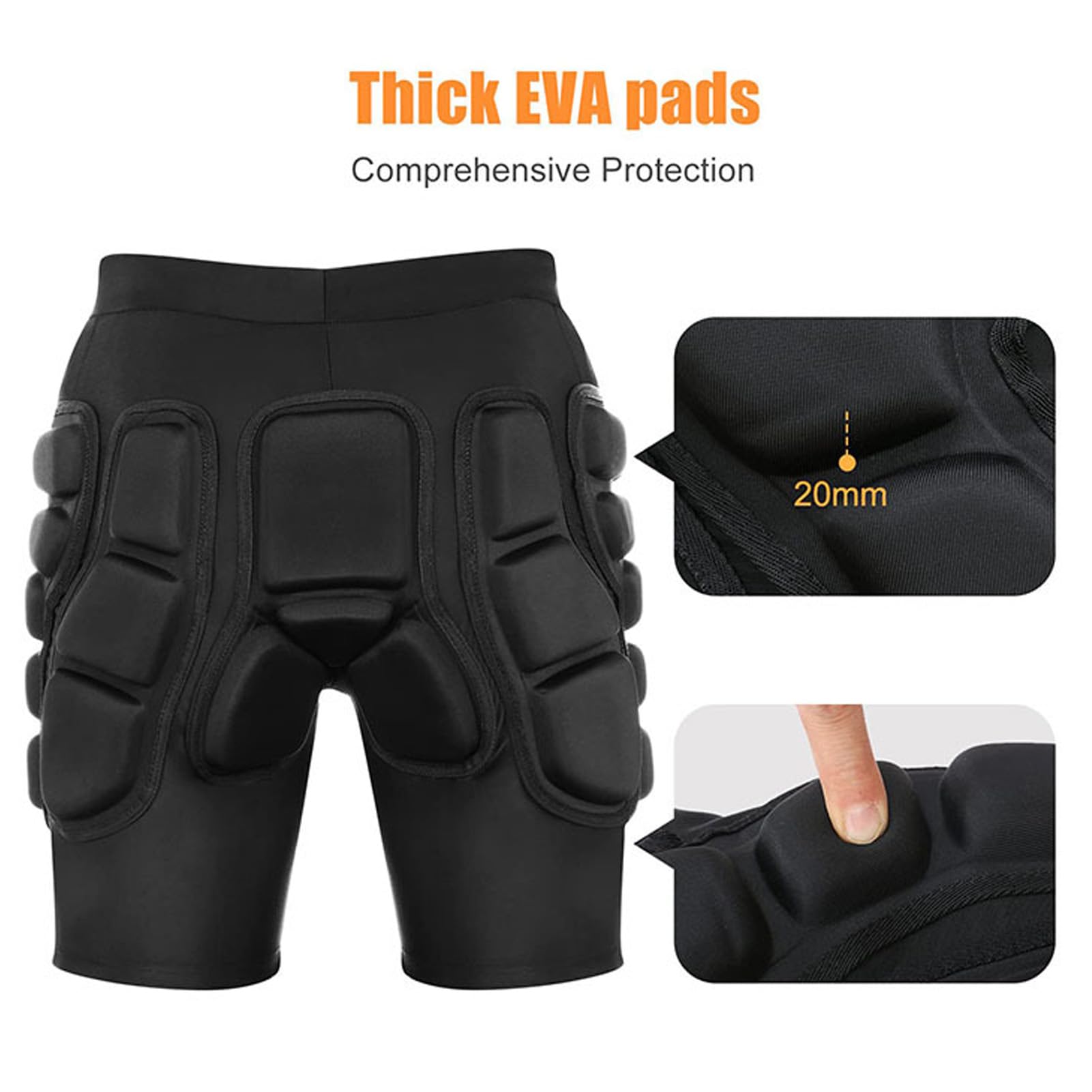 banapoy 3D -Schutz Eva Butt Pads Gepolsterte Shorts, Atmungsaktive, Verdickte Hüftbummel Kurze Hosen, Crash Pad Impact Gear Zum Skaten, Snowboarden, Skifahren