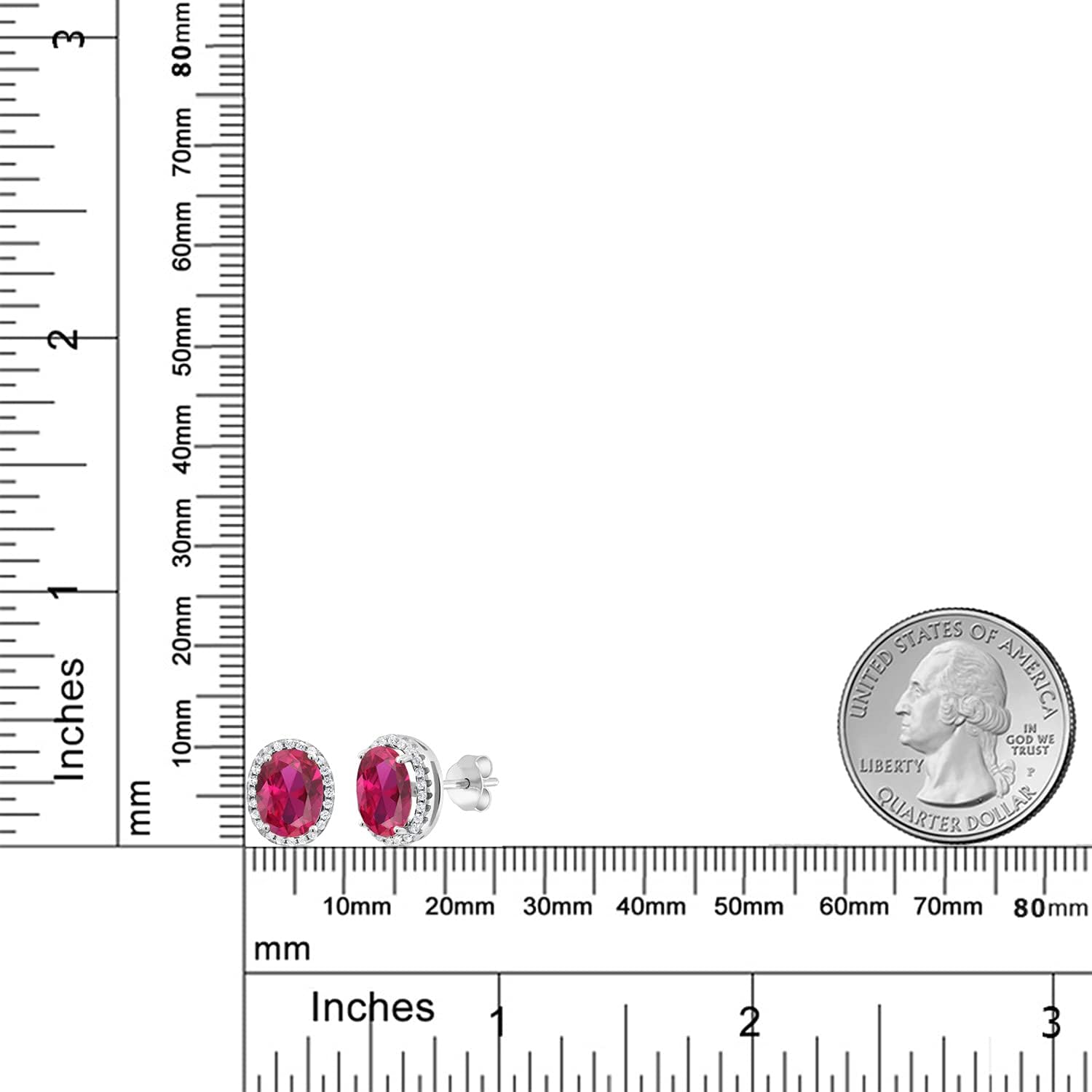 Gem Stone King 3-5 Cttw Gemstone Birthstone Halo Earrings For Women | 9X7MM Oval Cut | 925 Sterling Silver | Fine Jewelry Gifts for Her Mom Women Wife - Image 5