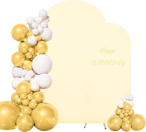 Juego de 2 fundas para arco de boda de 2 caras, parte superior redonda de elastano, ajustada, para fiesta de cumpleaños, baby shower, decoración de