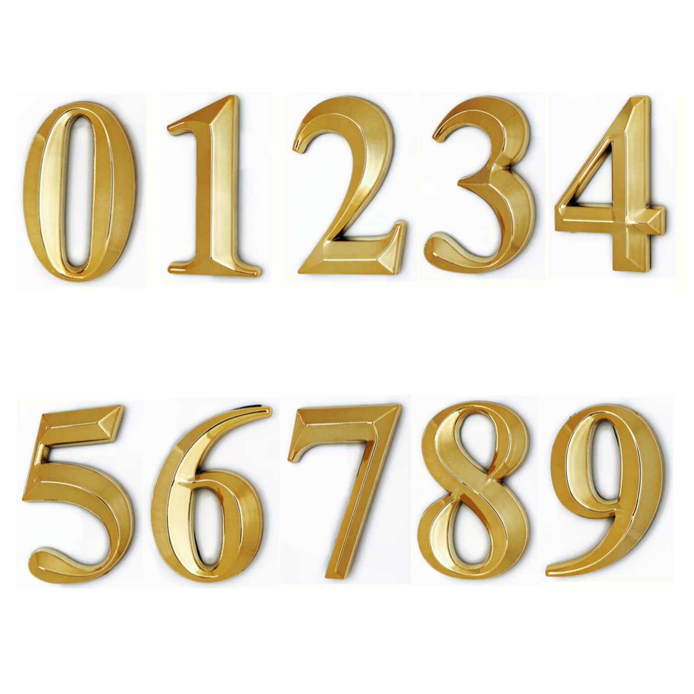Self Adhesive Mailbox Numbers, Gold 3D Address Sign Number Stickers for House Doors, Apatment, Home Hotel Room Decorative Project 2-3/4 Inch High. (10 Pcs（0 to 9）, Gold)
