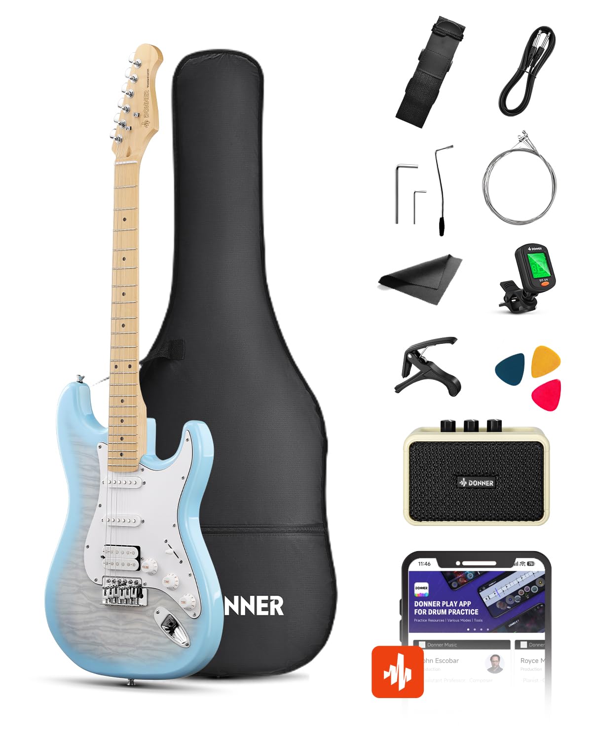 Amazon | Donner DST-90 エレキギター 初心者セット アンプ付き 39