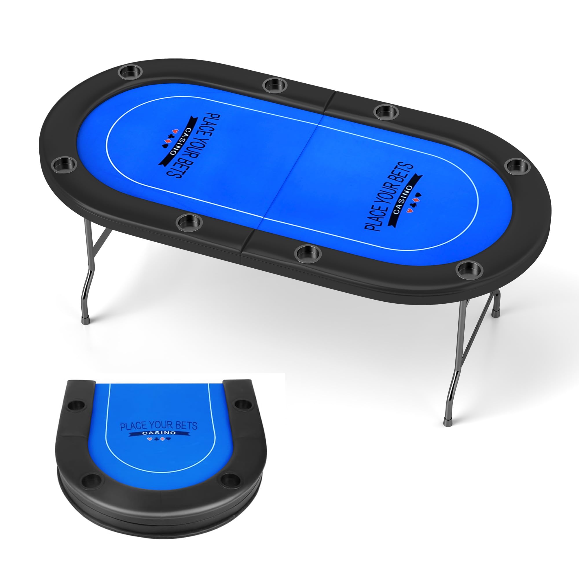 LUCKYERMORE Foldable Poker Table for 8 Players - Texas Holdem & Blackjack Board Game Tabl…