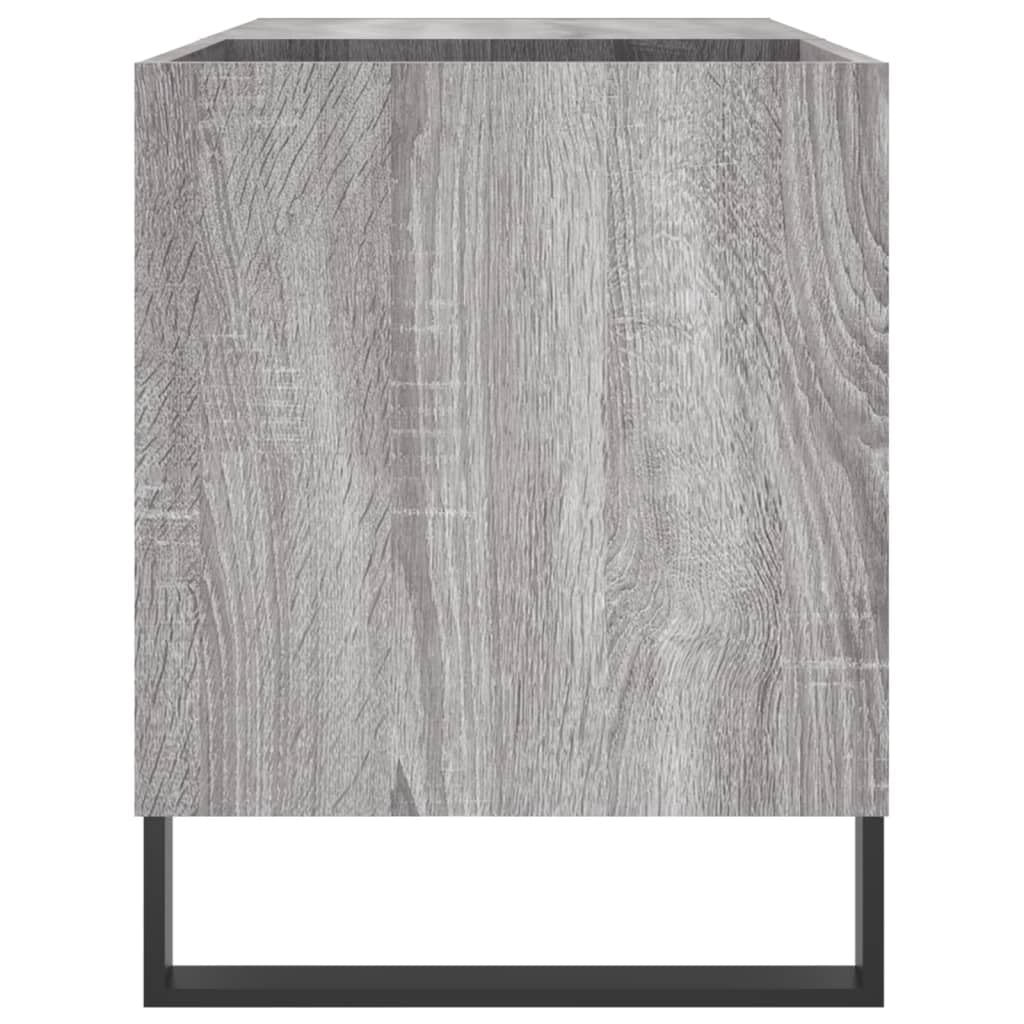 Armadio per dischi grigio sonoma, 85 x 38 x 48 cm, in legno con gambe in ferro, spazio per dischi in vinile, ripiano per giradischi, adatto per soggiorno, ufficio e camera dei ragazzi
