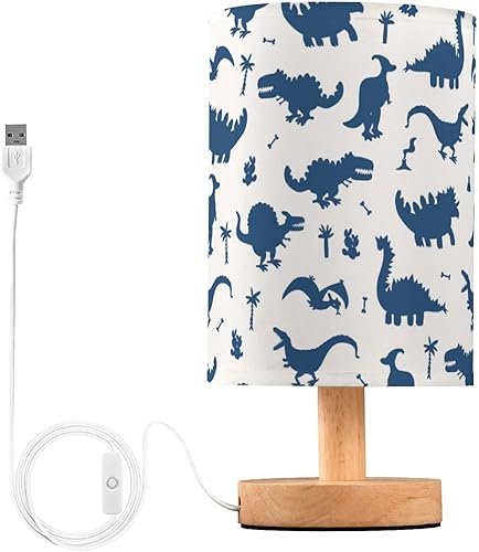 Yuiboo Led Table Lamp Mini Lamps with Lamp Shades Cute Cartoon Dinosaurs Blue Lamps for Girls Hurricane lámparas de mesa para