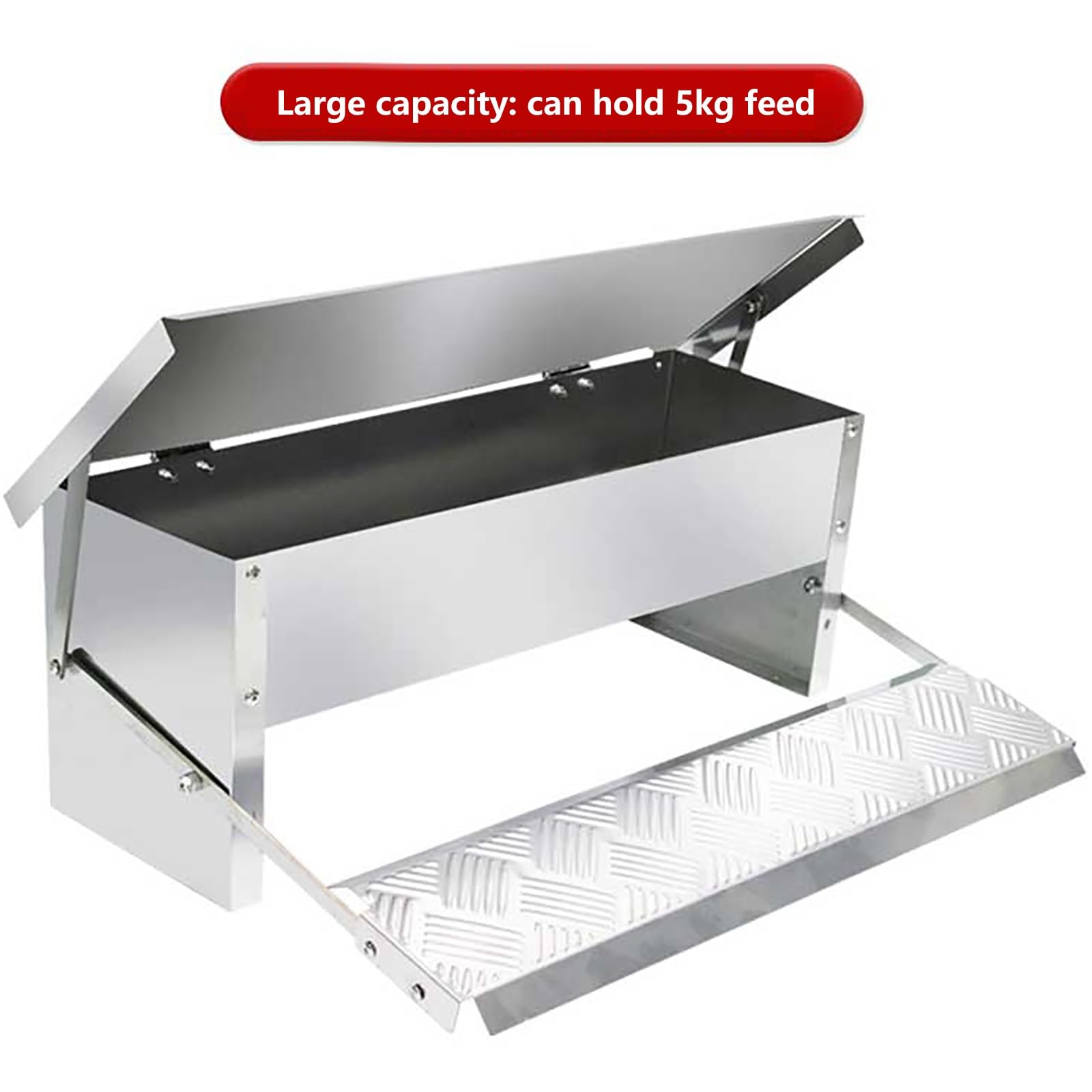 Comedero automático para pollos, sin residuos, de acero inoxidable, con diseño resistente a la intemperie y estructura estable, cubierta superior para una fácil gestión de la alimentación